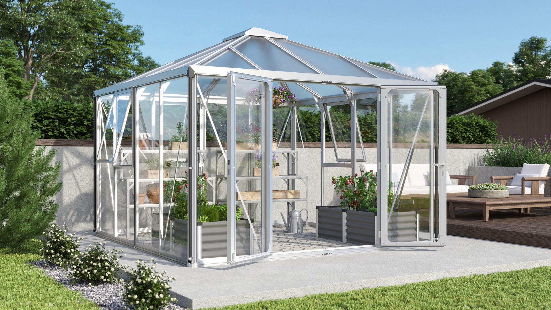 Vitavia Gewächshaus Fortuna 10200, ESG 3mm / HKP 10 mm,  Alu, inkl. intergriertes Bodenprofil