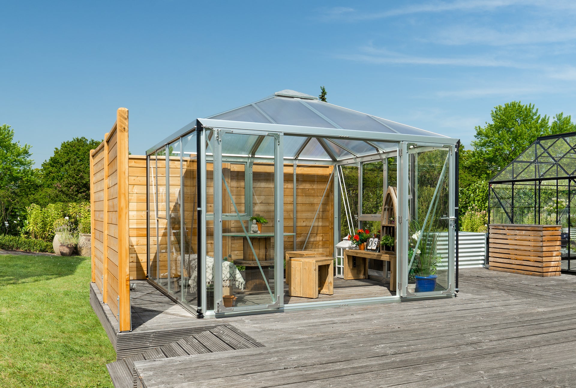 Vitavia Gewächshaus Fortuna 10200, ESG 3mm / HKP 10 mm,  Alu, inkl. intergriertes Bodenprofil