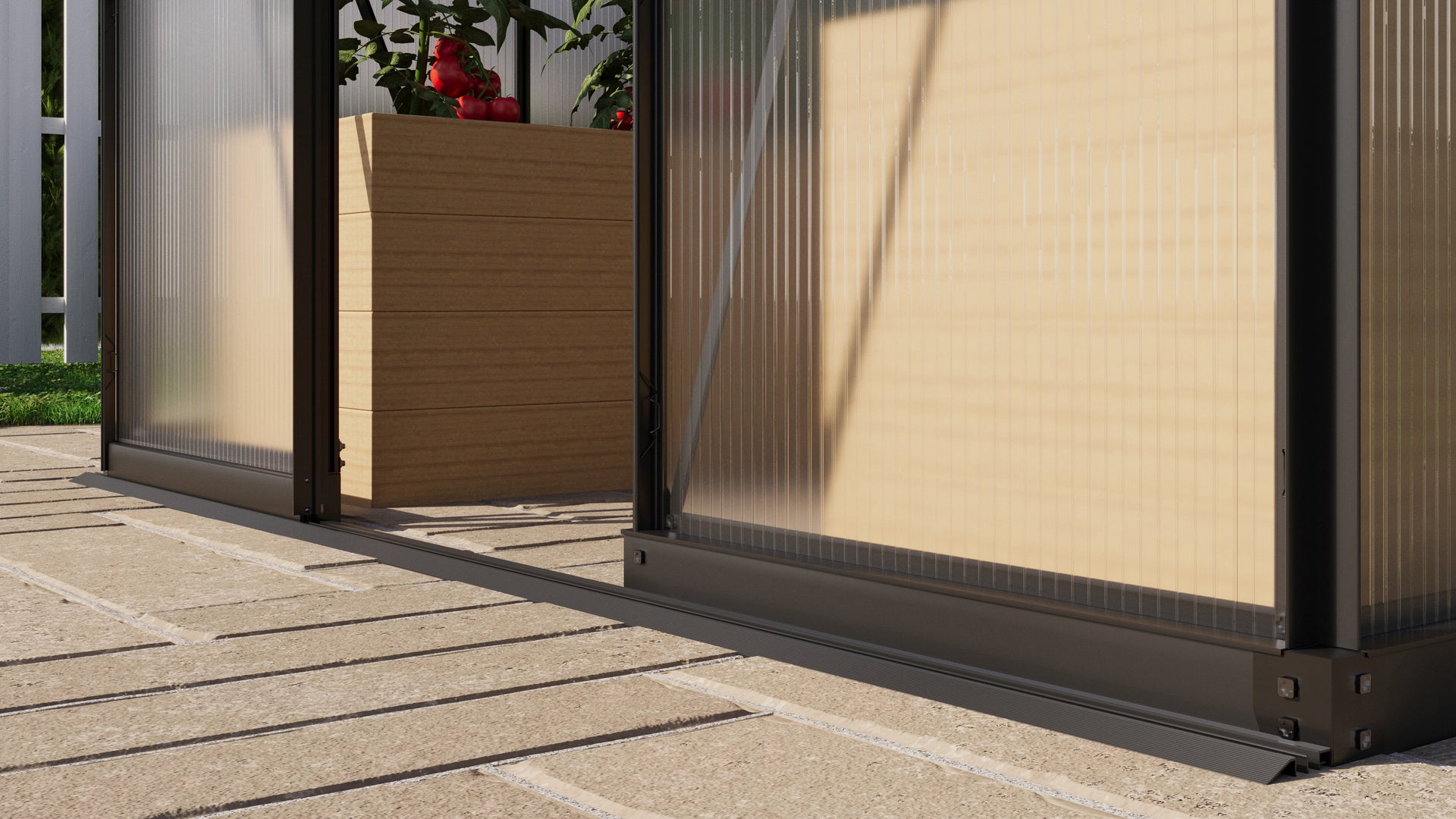 Vitavia Gewächshaus-SET Palma 3250 ESG/HKP schwarz, inkl. Hochbeet Linus IN-OUT, inkl. Mäusegitter für Hochbeete und Metallsieb-Set