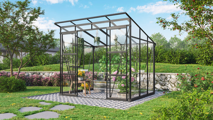 Vitavia Gewächshaus Playa 5900 Schwarz, ESG 3mm/HKP 6mm, inkl. Stahlfundament