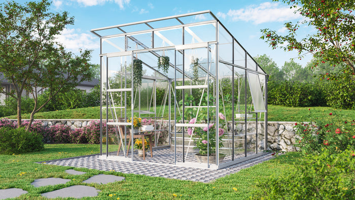 Vitavia Gewächshaus Playa 7600 Alu, ESG 3mm/HKP 6mm, inkl. Stahlfundament