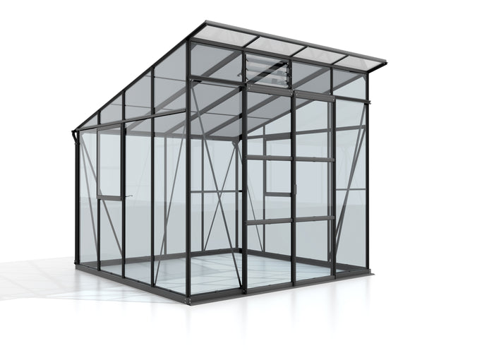 Vitavia Gewächshaus Playa 7600 Schwarz, ESG 3mm/HKP 6mm, inkl. Stahlfundament