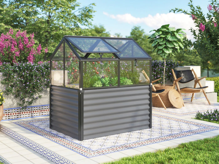 Vitavia Hochfrühbeet Gamma, Granit/Schwarz, ESG 3mm