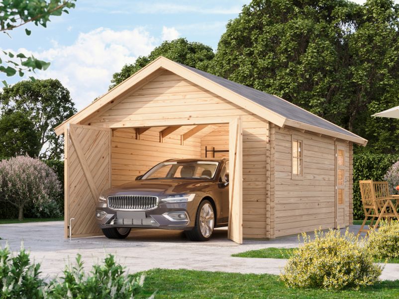 Karibu Blockbohlengarage 40 mm natur