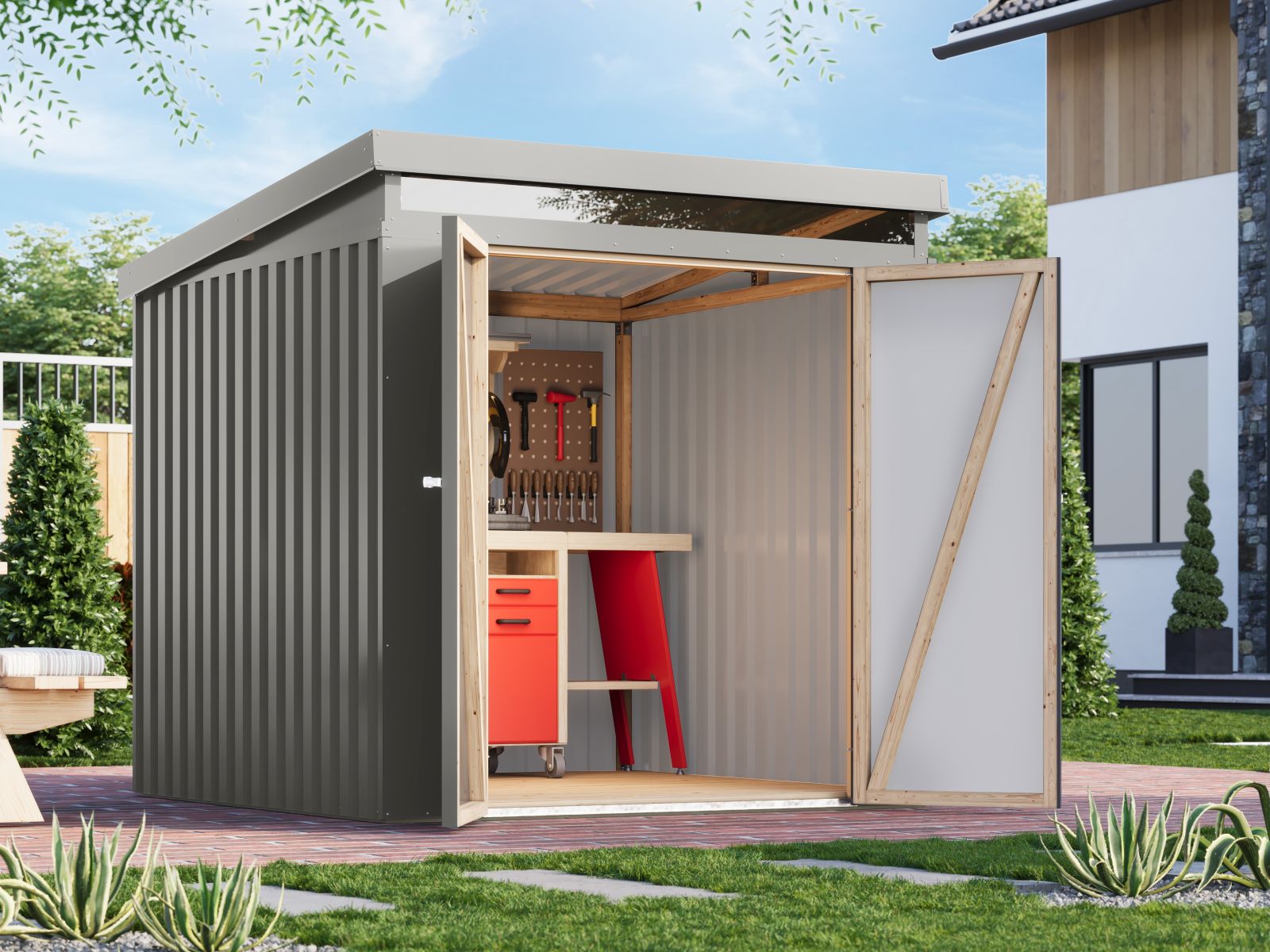 Karibu Metallgerätehaus Iridium 2, Graualuminium