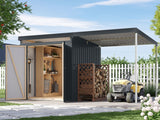 Karibu Metallgerätehaus Iridium 2, Anthrazit, inkl. Anbaudach 2m