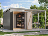 Karibu Metallgerätehaus Iridium 2,5 in Graualuminium, inkl. Anbaudach 2m