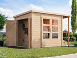 Karibu Multifunktionshaus Pultdach mit Schrank und Anbaudach 28 mm