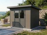 Linholm WPC Gartenhaus Linia 2824 inkl. Dachrinnen-Set, 2-farbig in Grau/Anthrazit