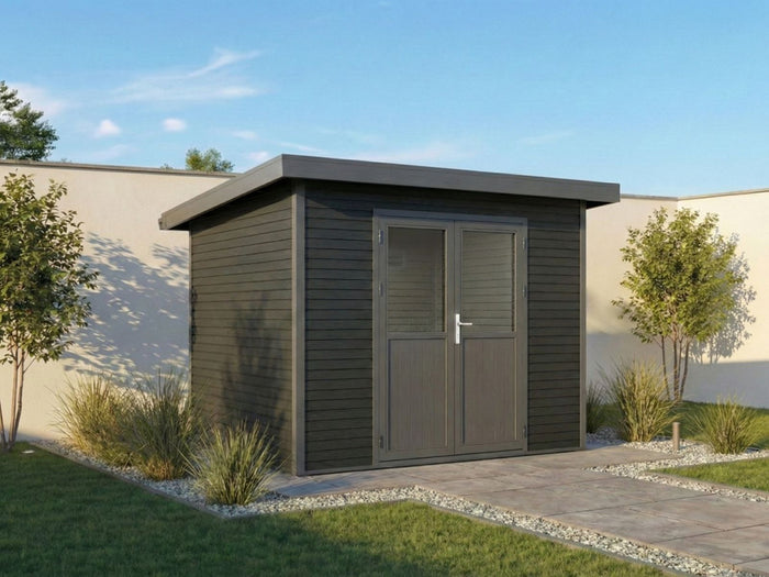 WPC Gartenhaus Linia 2824 inkl. Dachrinnen-Set, 2-farbig in Grau/Anthrazit