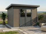 Linholm WPC Gartenhaus Linia 2828 inkl. Dachrinnen-Set, 2-farbig in Grau/Anthrazit