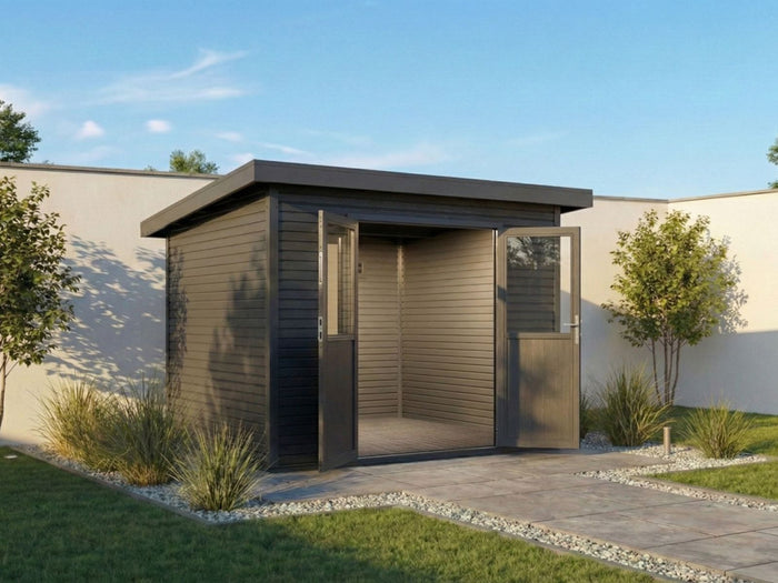 WPC Gartenhaus Linia 2828 inkl. Dachrinnen-Set, 2-farbig in Grau/Anthrazit