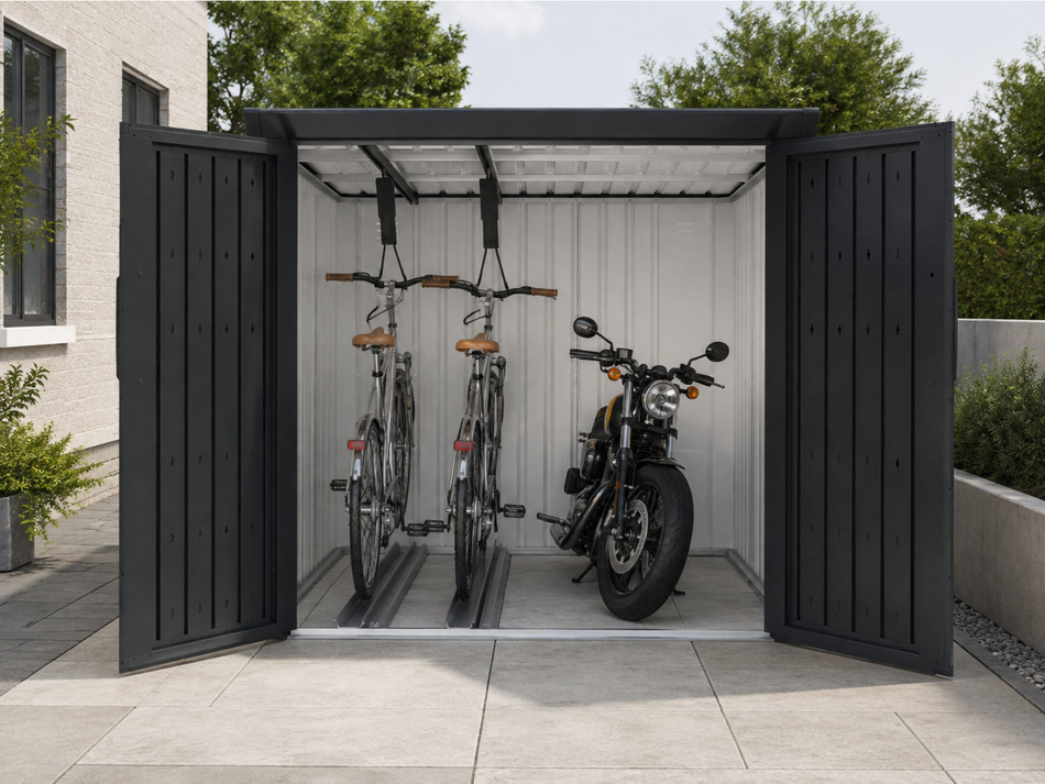Norlinio Metall Fahrrad & Fuhrparkgarage Faro 4 in Anthrazit, abschließbar