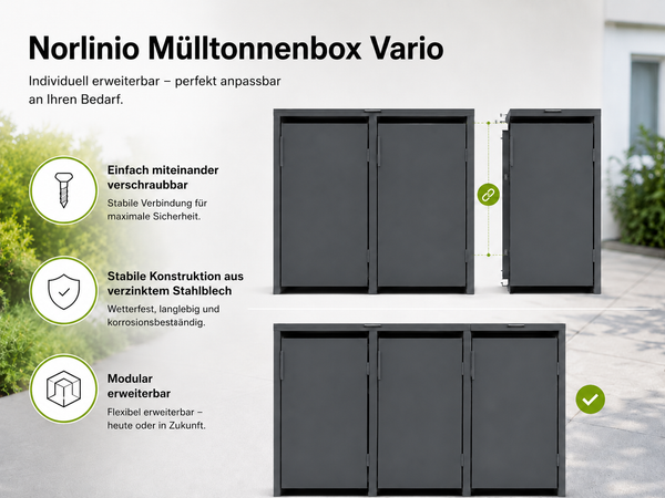 Norlinio Mülltonnenbox Vario, Anthrazit, für 1 Tonne