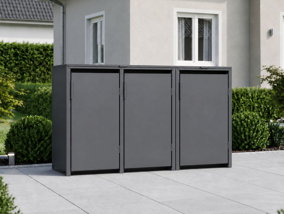 Norlinio Mülltonnenbox Vario, Anthrazit, für 3 Tonnen
