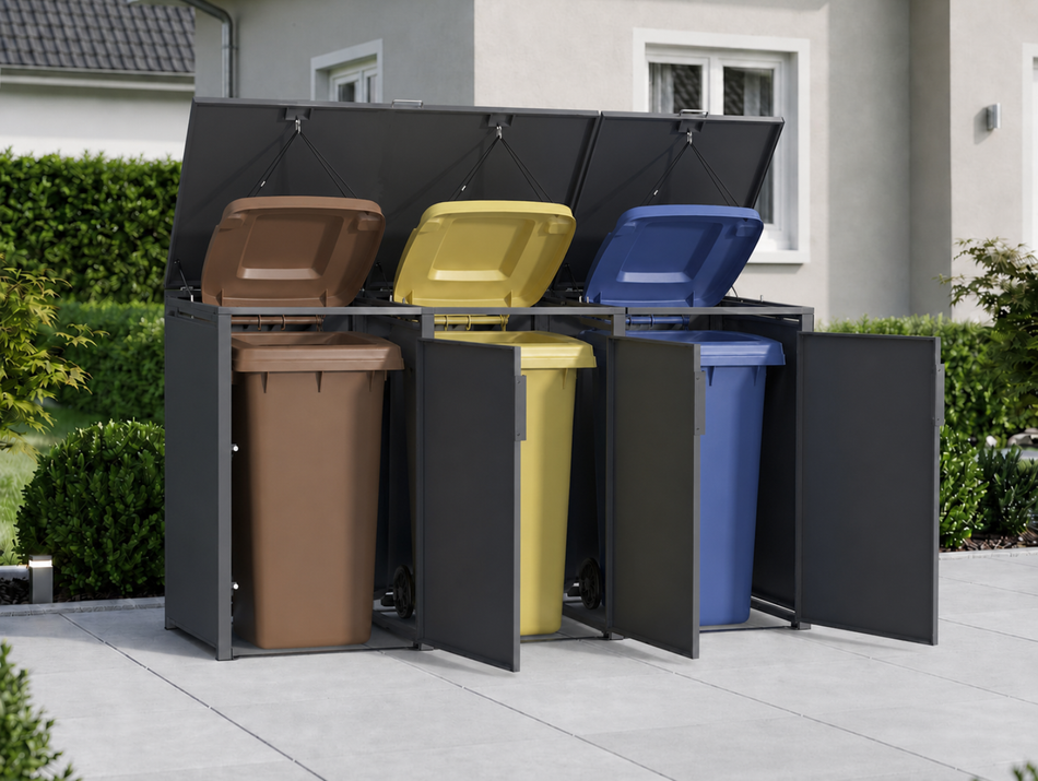 Norlinio Mülltonnenbox Vario, Anthrazit, für 3 Tonnen