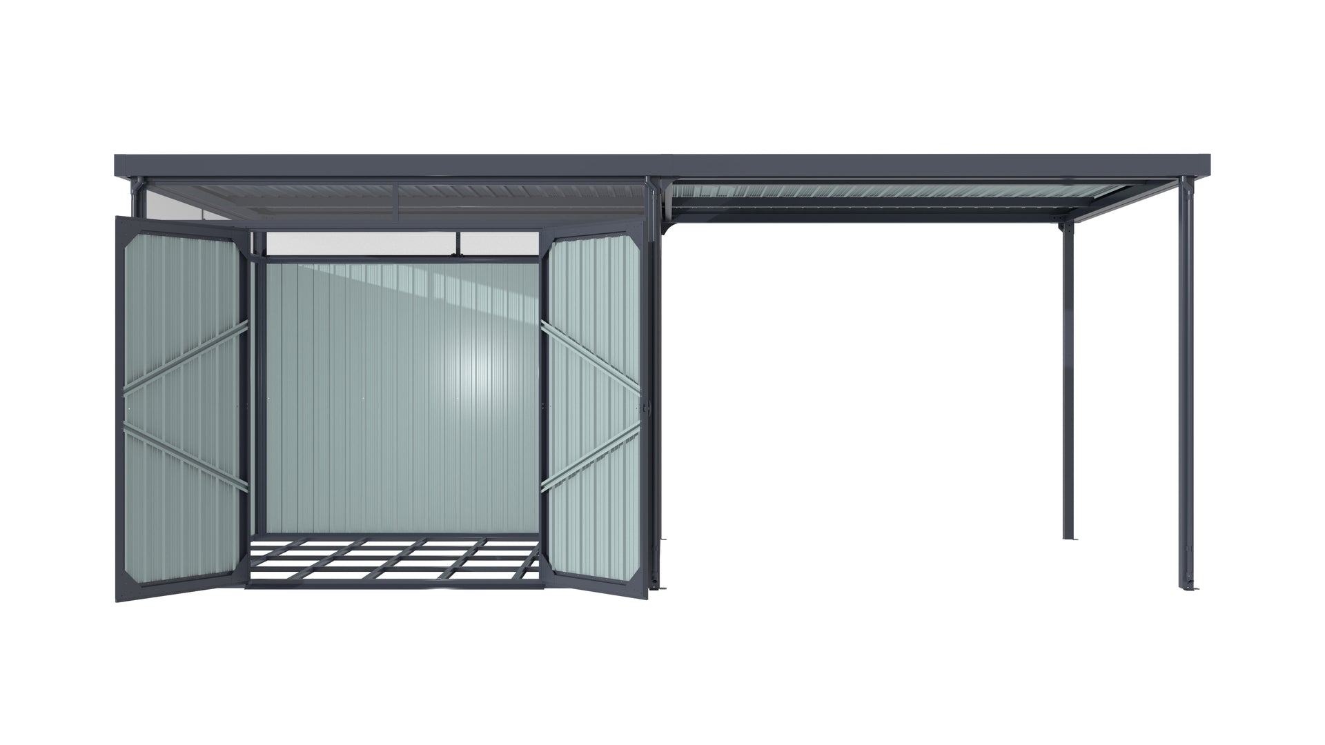Pergart Gerätehaus Rheinfelden 108 anthrazit matt mit Schleppdach