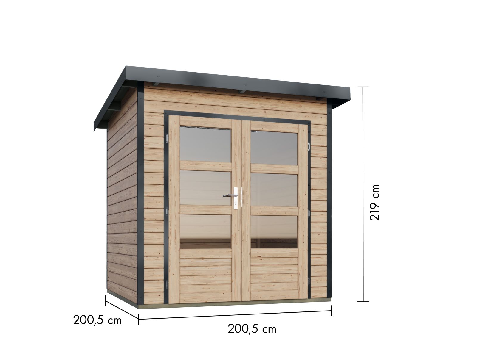 Karibu Hybrid Gartenhaus Pluto 1 A, naturbelassen/anthrazit, 28 mm