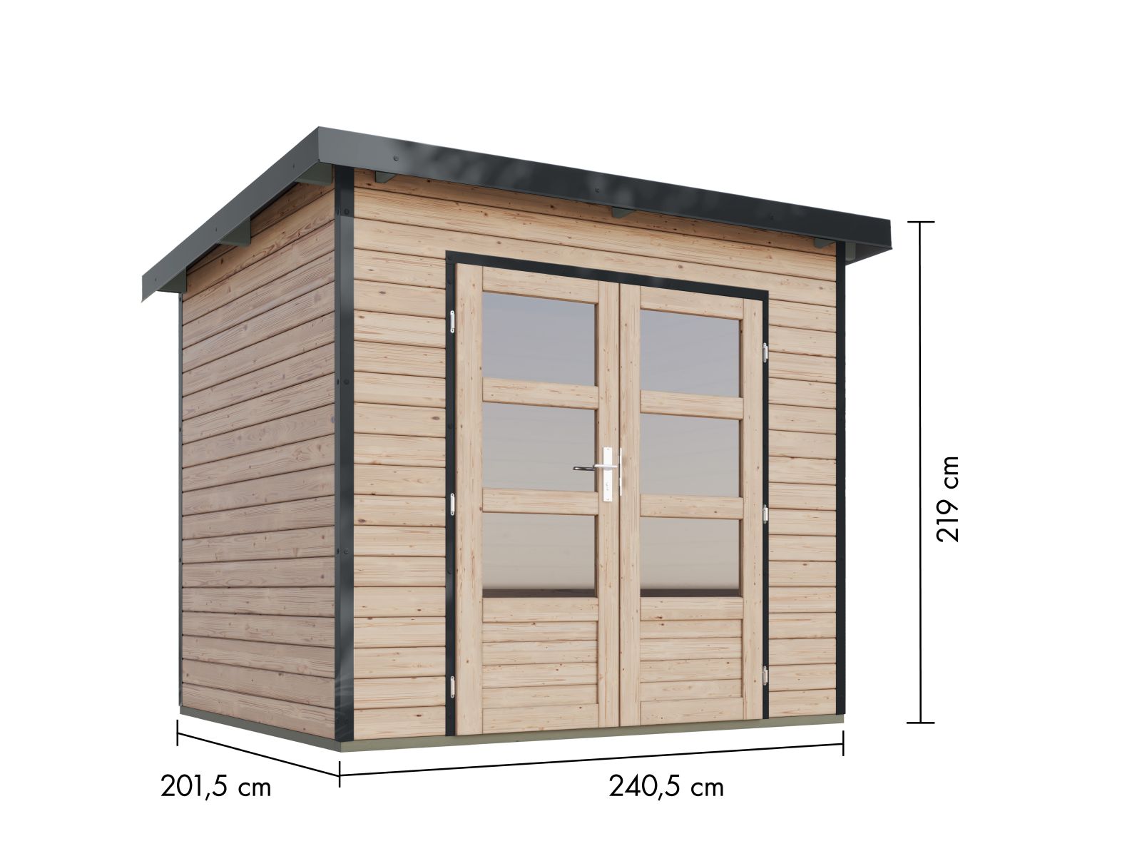 Karibu Hybrid Gartenhaus Pluto 2 A, naturbelassen/anthrazit, 28 mm