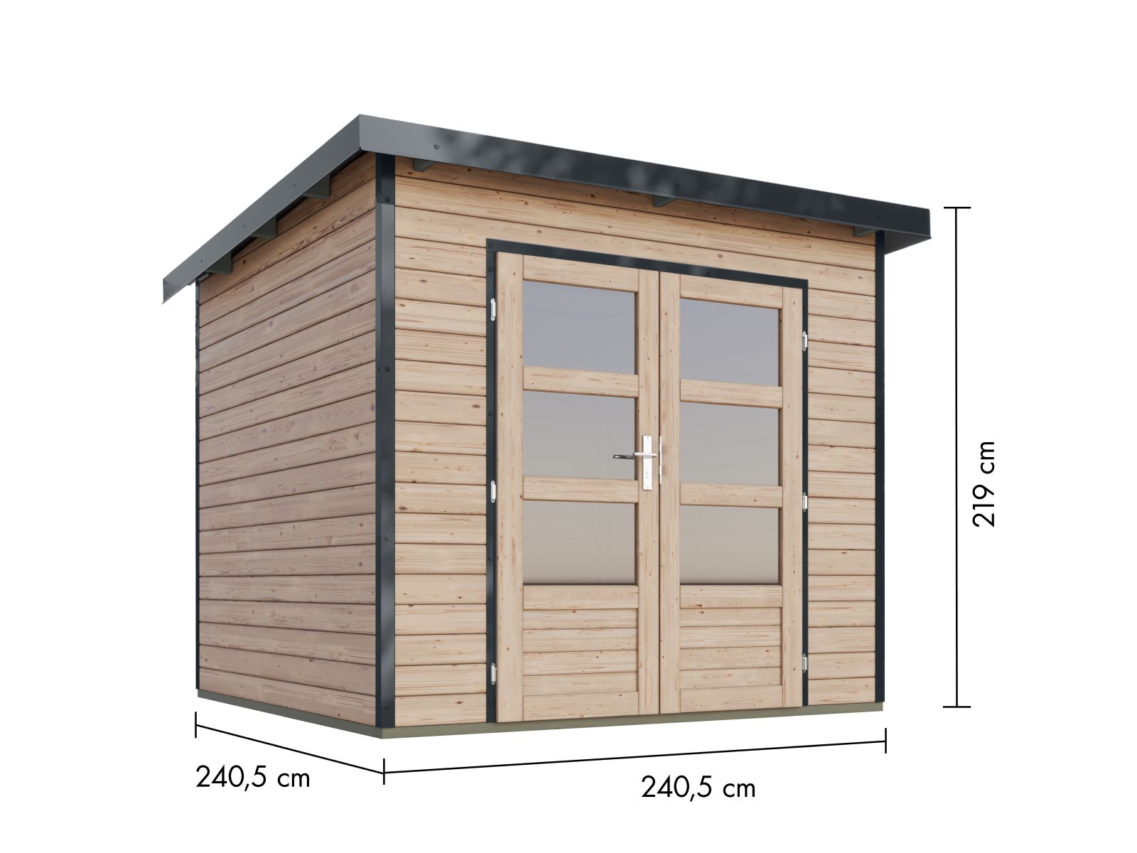 Karibu Hybrid Gartenhaus Pluto 3 A, naturbelassen/anthrazit, 28 mm