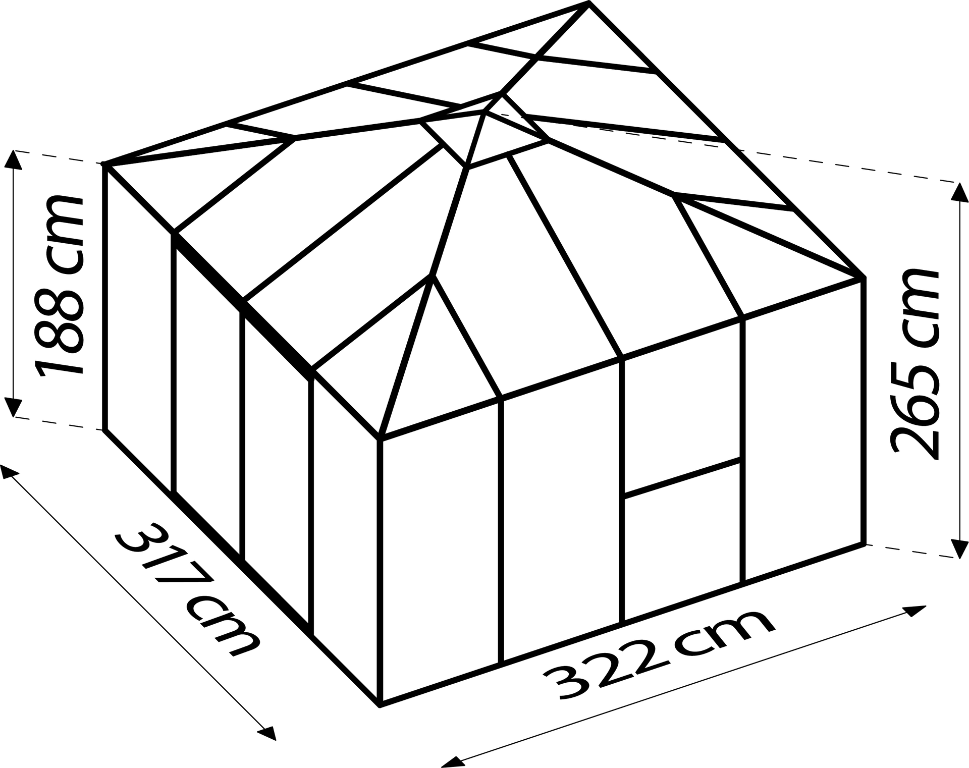 Vitavia Gewächshaus Fortuna 10200, ESG 3mm / HKP 10 mm, Schwarz , inkl. intergriertes Bodenprofil
