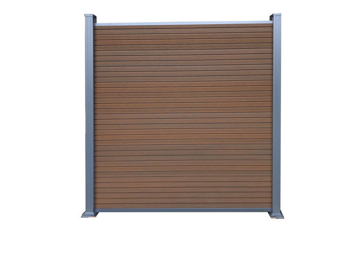 T&J WPC Zaun Holm Grundfeld (Komplettset) – Teak, Pfosten 180 cm