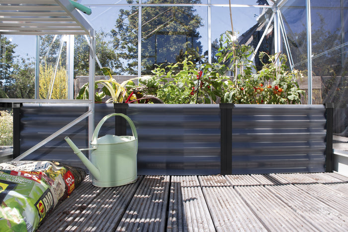 Vitavia Gewächshaus-SET Palma 3250 ESG/HKP schwarz, inkl. Hochbeet Linus IN-OUT, inkl. Mäusegitter für Hochbeete und Metallsieb-Set