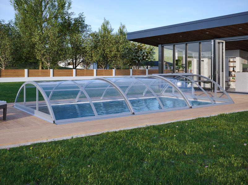 Albixon Pool-Überdachung KLASIK Clear A, Silber mit Klarglas