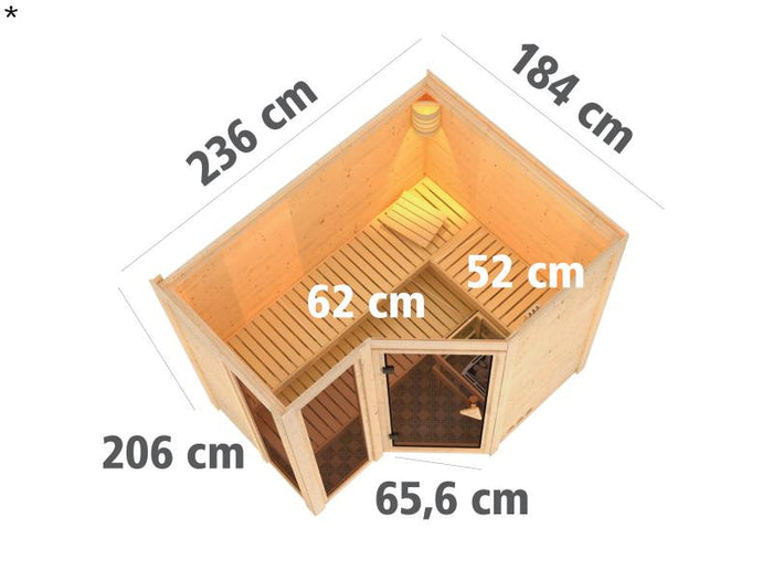 Amara - Karibu Sauna ohne Ofen - ohne Dachkranz -