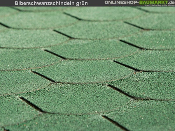 Bitumen-Dachschindeln Biberschwanz grün 9 Pakete
