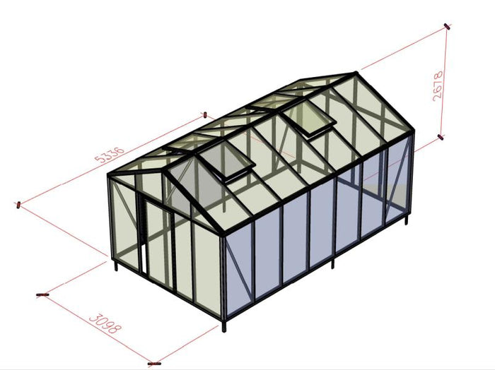 Bloomcabin Gewächshaus Klassik 13 inkl. kleinem integr. Stauraum mit Accoya Holzelementen