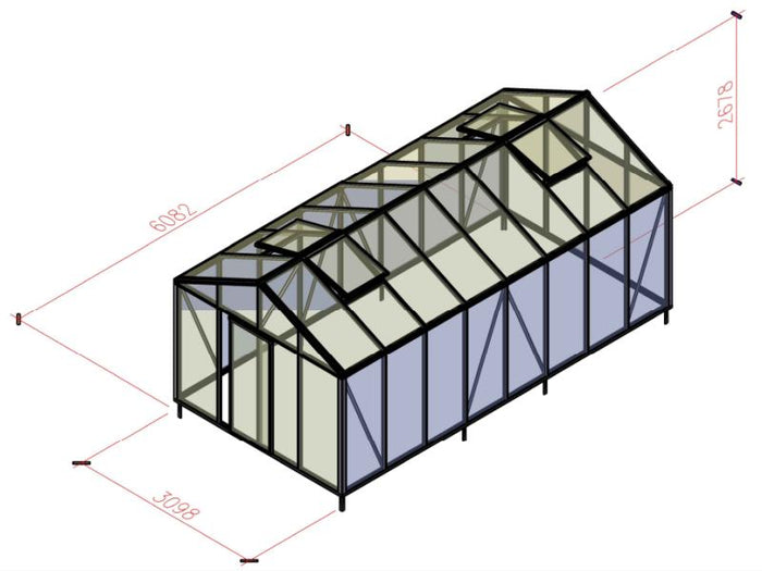 Bloomcabin Gewächshaus Klassik 14 inkl. großem Stauraum mit Accoya-Holzelementen