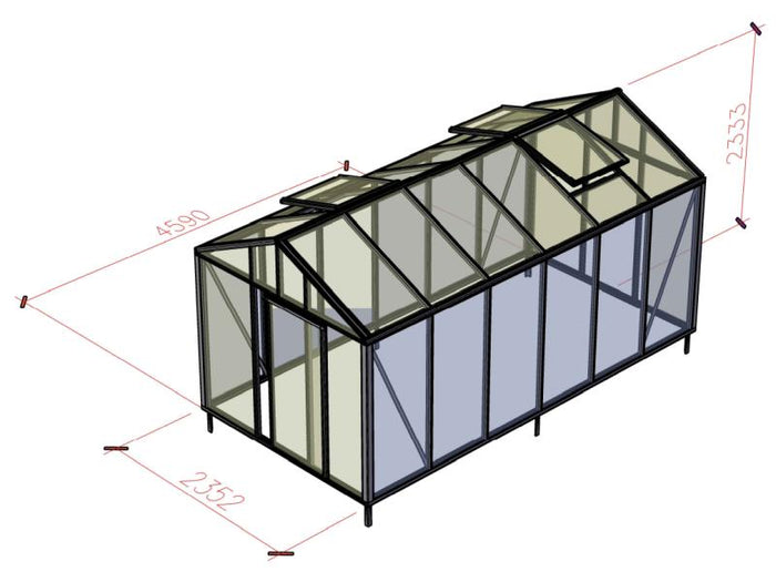 Bloomcabin Gewächshaus Klassik 5 inkl. mittlerem Stauraum mit Accoya-Holzelementen