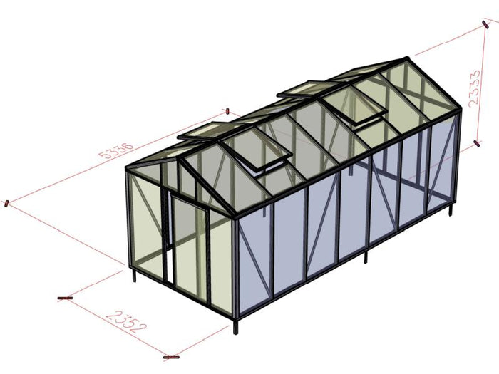 Bloomcabin Gewächshaus Klassik 6 inkl. großem Stauraum mit Accoya-Holzelementen