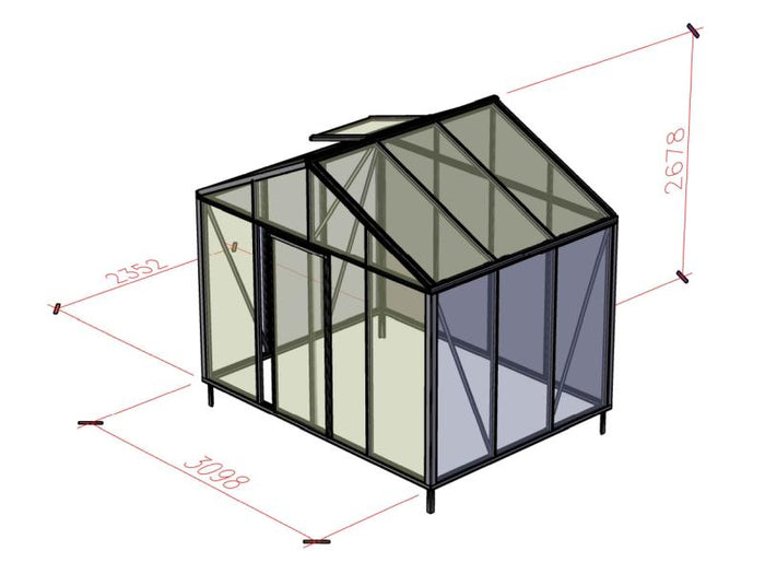 Bloomcabin Gewächshaus Klassik 9 inkl. kleinem integr. Stauraum mit Accoya-Holzelementen