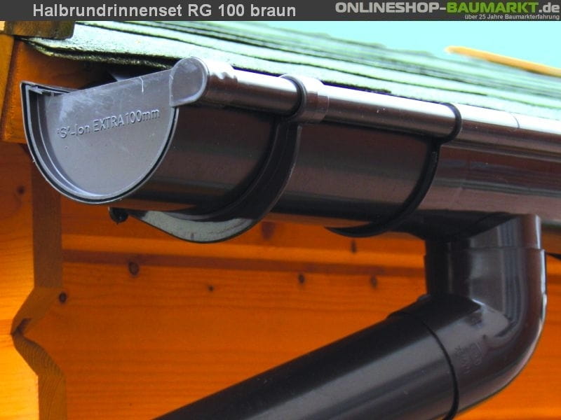 Dachrinnen Set RG 100 braun 600 cm zweiseitig
