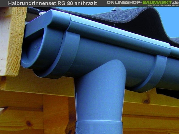 Dachrinnen Set RG 80 anthrazit 350 cm zweiseitig