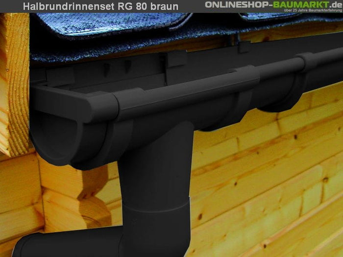 Dachrinnen Set RG 80 braun 6x250 cm 6-Eck-Kota