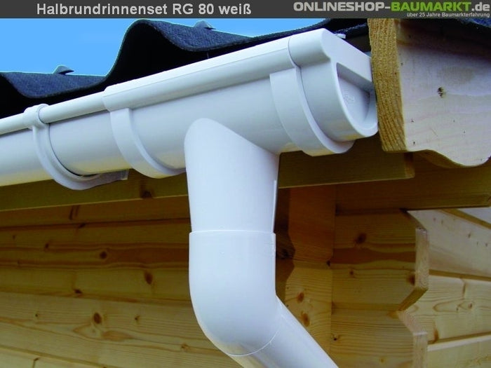 Dachrinnen Set RG 80 weiß 450 cm zweiseitig