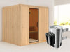 Daria - Karibu Sauna Plug & Play 3,6 kW Ofen, int. Steuerung - ohne Dachkranz - Moderne Saunatür