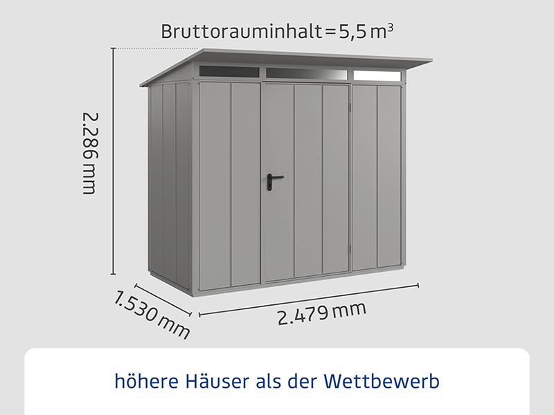 Ecostar Gerätehaus Elegant-P,Typ 1, Grau Aluminum, 1 flg