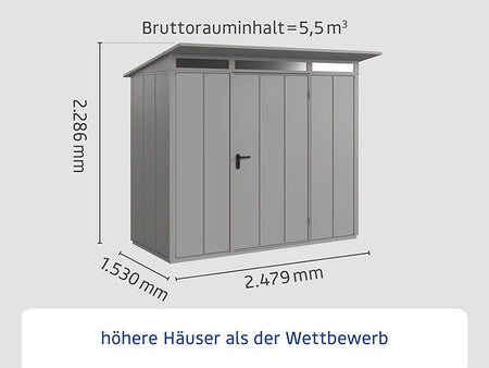 Ecostar Gerätehaus Elegant-P,Typ 1, Grau Aluminum, 1 flg