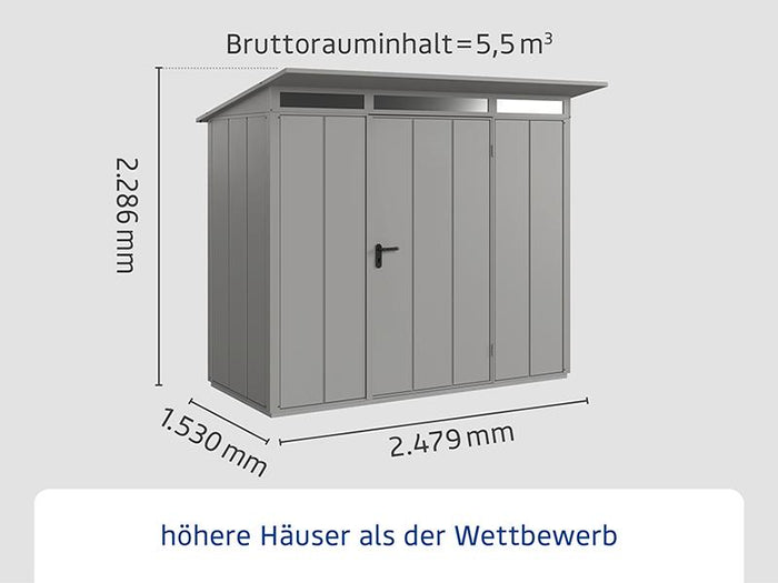 Ecostar Gerätehaus Elegant-P,Typ 1, Grau Aluminum, 1 flg
