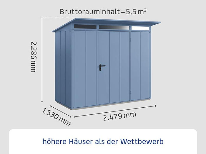 Ecostar Gerätehaus Elegant-P,Typ 1, Taubenblau, 1 flg