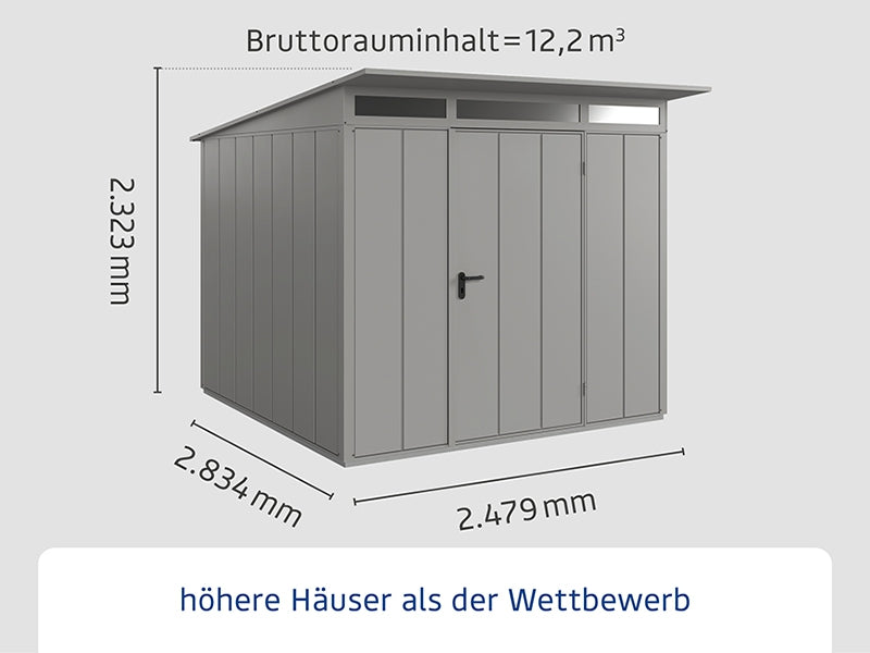 Ecostar Gerätehaus Elegant-P,Typ 2, Grau Aluminum, 1 flg