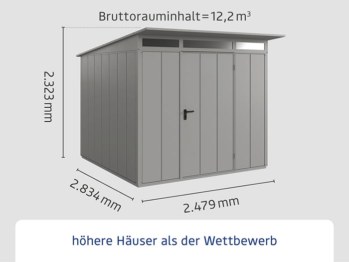 Ecostar Gerätehaus Elegant-P,Typ 2, Grau Aluminum, 1 flg