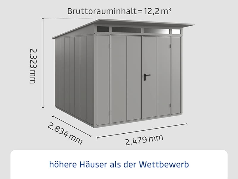 Ecostar Gerätehaus Elegant-P,Typ 2, Grau Aluminum, 2 flg