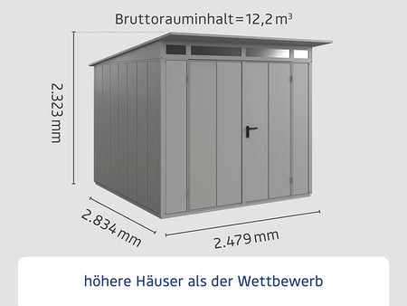 Ecostar Gerätehaus Elegant-P,Typ 2, Grau Aluminum, 2 flg