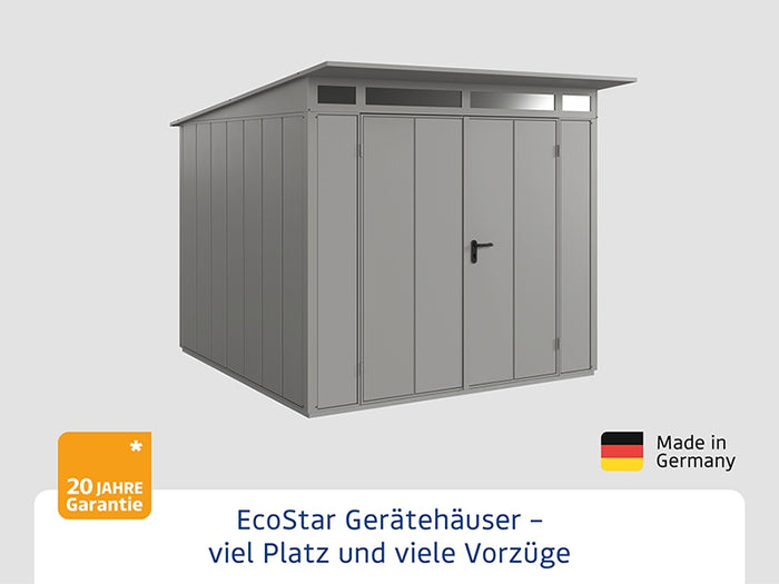 Ecostar Gerätehaus Elegant-P,Typ 2, Grau Aluminum, 2 flg