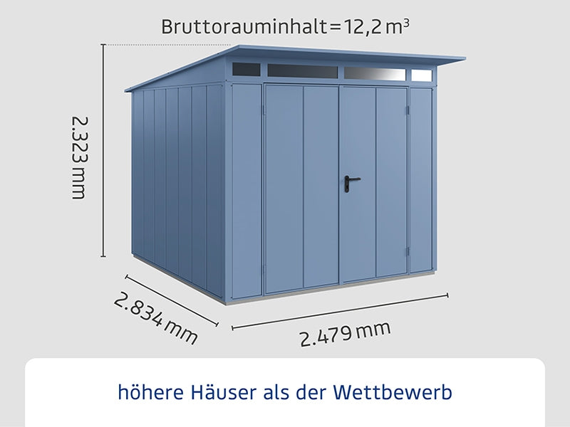 Ecostar Gerätehaus Elegant-P,Typ 2, Taubenblau, 2 flg
